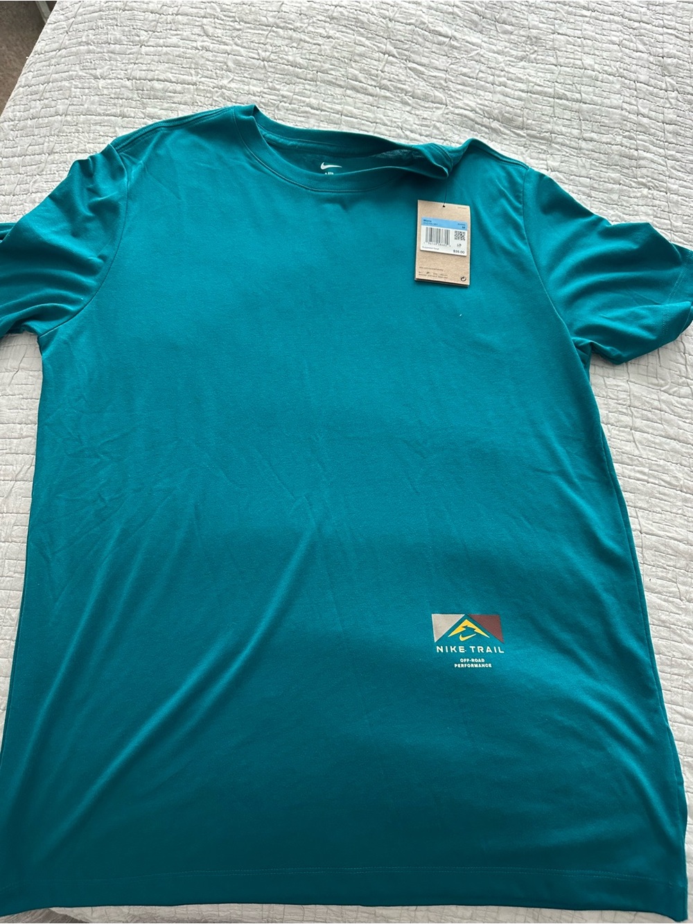Nike Men's Teal Short Sleeve Crew Neck Trail Tee
